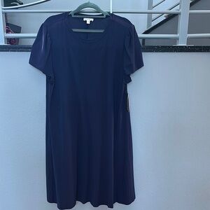 Chic Navy Blue Dress with Short Sleeves Size XL NWT